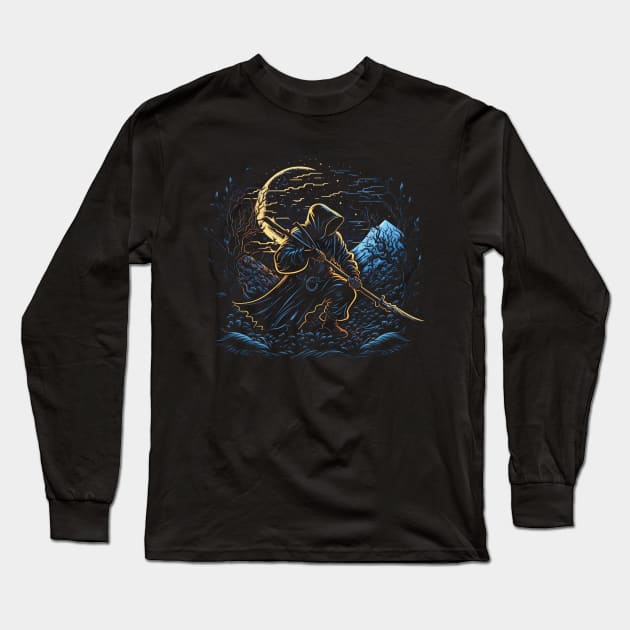 MOONLIGHT REAPER Long Sleeve T-Shirt by Follow The Blood